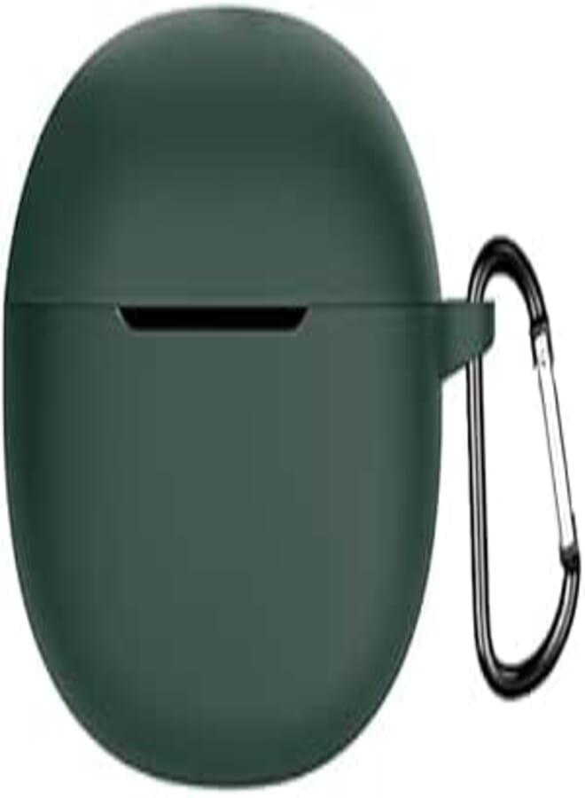AJM 360 Protection Shockproof Design Soft Rubberised Case with Keychain for Realme Buds T110 (Dark Green)